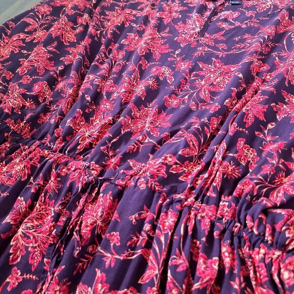 💙 Lands End Oversized Tunic Cover Up Dress Cover up Waiststring 100% Viscose - Picture 7 of 9